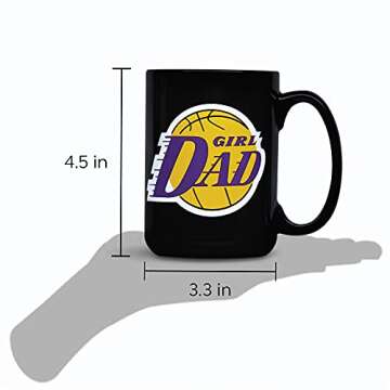 EPIC Goods Girl Dad Coffee Mug Large 15 oz for Men, Father's Day | Basketball Hoop, Sports Gifts for Dad from Daughter, Wife | Birthday, Baby Shower, KB Los Angeles Fan (Black - Purple/Gold)