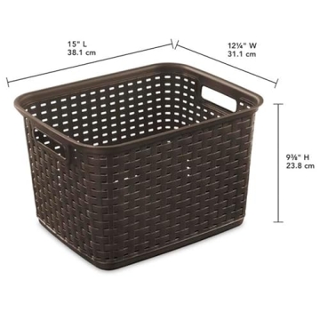 Sterilite Tall Plastic Weave Baskets for Home Organization 6-Pack