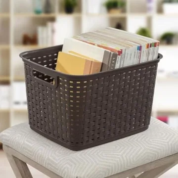 Sterilite Tall Plastic Weave Baskets for Home Organization 6-Pack