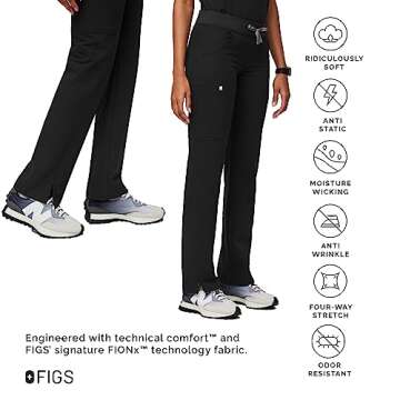 FIGS Kade Women's Cargo Scrub Pants - Black Petite