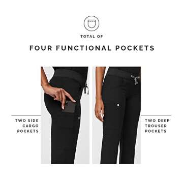 FIGS Kade Women's Cargo Scrub Pants - Black Petite
