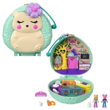 Polly Pocket Compact Playset, Hedgehog Cafe with 2 Micro Dolls & Accessories, Travel Toys with Surpr...