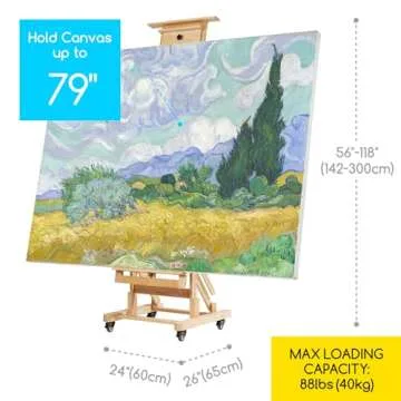 MEEDEN Movable Large H-Frame Painting Easel - Artist Studio Easel - Heavy Duty Art Easel Stand for A...