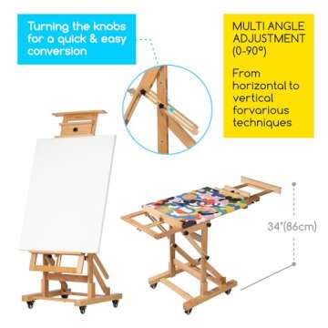 MEEDEN Movable Large H-Frame Painting Easel - Artist Studio Easel - Heavy Duty Art Easel Stand for Adults, Solid Beech Wood Easel, Holds Canvas Art Up to 78.7" High