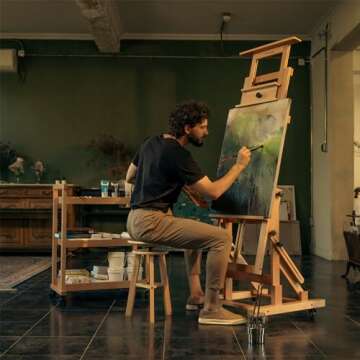 MEEDEN Movable Large H-Frame Painting Easel - Artist Studio Easel - Heavy Duty Art Easel Stand for Adults, Solid Beech Wood Easel, Holds Canvas Art Up to 78.7" High