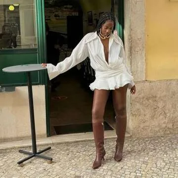 Modatope Kitten Heel Boots for Women Knee High Brown Pointed Toe Low Heel Tall Boots for Women Fall 2024 Calf High Heeled Long Leather Stiletto Boots Size 9.5