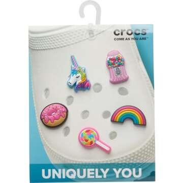 Crocs Jibbitz 5-Pack Unicorn Shoe Charms | Jibbitz for Crocs, Everything Nice, Small