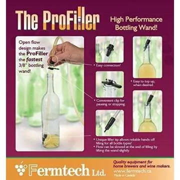 Fermtech Regular Deluxe Siphoning Kit, Regular Auto - Siphon, 24" Pro Wine Bottle Filler, Clamp and Tubing and 30" Brush.