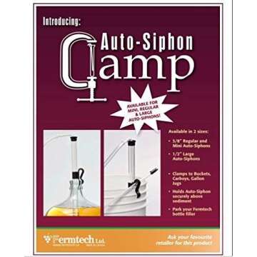 Fermtech Regular Deluxe Siphoning Kit, Regular Auto - Siphon, 24" Pro Wine Bottle Filler, Clamp and Tubing and 30" Brush.