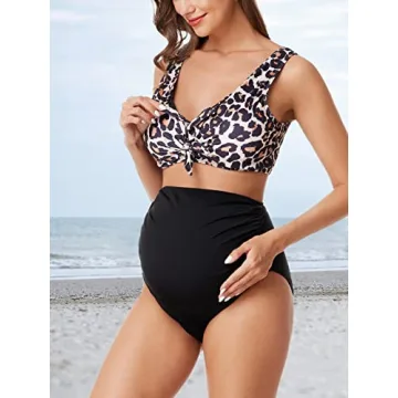 Stylish Summer Mae Maternity Ribbed Two-Piece Swimsuit