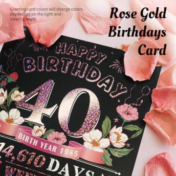 Aiunmiol 40th Birthday Card for Women - Jumbo Pop-Up Card with 1985 Nostalgia and Stunning Design