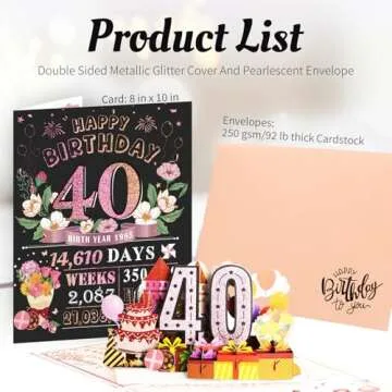 Aiunmiol 40th Birthday Card - Jumbo Pop Up Card For Celebration