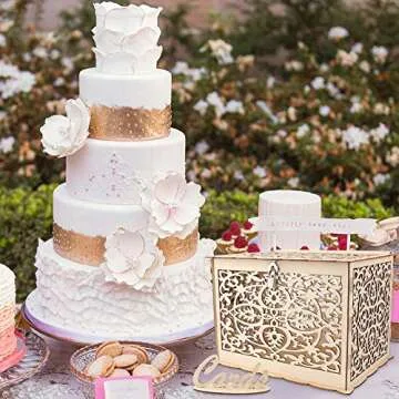 OurWarm DIY Wedding Card Box with Lock Rustic Wood Card Box Gift Card Holder Card Box Perfect for Weddings, Baby Showers, Birthdays, Graduations Hold up 225 Cards