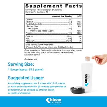 Klean ATHLETE Klean Recovery - Optimize Muscle Recovery | NSF Certified | 38.5 Oz | Milk Chocolate F...
