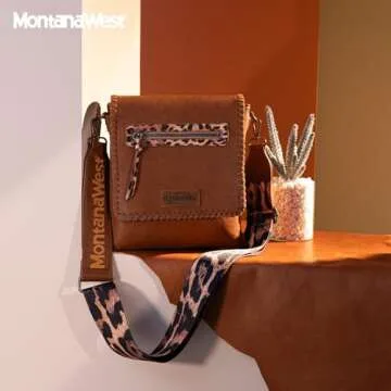 Montana West Crossbody Bags for Women with Dual Compartments Western Cross Body Purse with Leopard P...