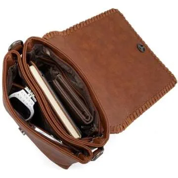 Montana West Crossbody Bags for Women with Dual Compartments Western Cross Body Purse with Leopard Print Guitar Strap MWC-183DBR