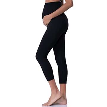 POSHDIVAH Capri Women's Maternity Leggings for Workouts and Everyday Wear
