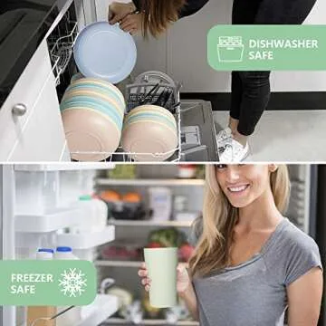 Teivio 16-Piece Unbreakable Wheat Straw Dinnerware Set