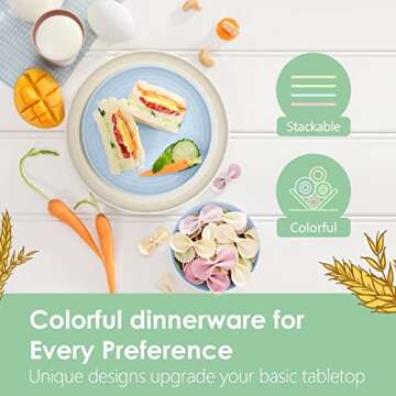 Teivio 16-Piece Unbreakable Wheat Straw Dinnerware Set