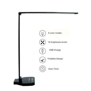 Liquor fragrance LED Desk Lamp Dimmable Office Desk Light with USB Charging Port, 5 Lighting Modes, ...