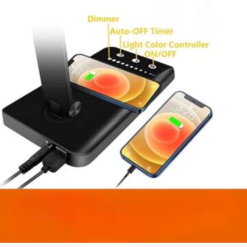 Liquor fragrance LED Desk Lamp Dimmable Office Desk Light with USB Charging Port, 5 Lighting Modes, Touch Control, Auto Timer 30 / 60min, Eye-Caring Table Lamps (Black)