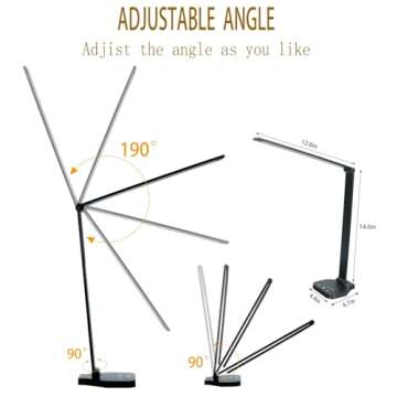 Liquor fragrance LED Desk Lamp Dimmable Office Desk Light with USB Charging Port, 5 Lighting Modes, Touch Control, Auto Timer 30 / 60min, Eye-Caring Table Lamps (Black)