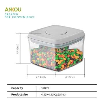 Ankou Airtight Food Storage Container - 0.32 QT （380ml Small Pop Up Food Containers With Lids, Bpa...