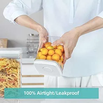 Ankou Airtight Food Storage Container - 0.32 QT （380ml Small Pop Up Food Containers With Lids, Bpa Free Stackable Container for Sugar Tea Candy- 8 Labels - Clear
