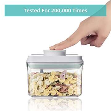 Ankou Airtight Food Storage Container - 0.32 QT （380ml Small Pop Up Food Containers With Lids, Bpa Free Stackable Container for Sugar Tea Candy- 8 Labels - Clear