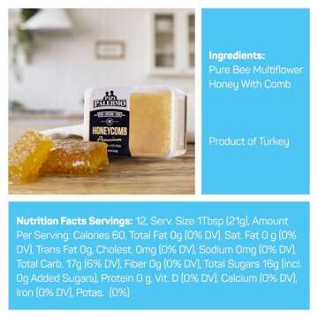 Papa Palermo Honeycomb 100% Edible, All-Natural, Gourmet Raw Honeycomb, No Additives, No Preservatives - 7 oz