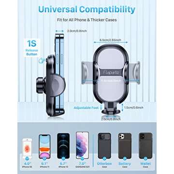 Cell Phone Holder for Car, [Super Stable & Durable] Upgraded Strongest Suction Car Phone Mount, 3-in-1 Suction Cup Phone Holder Windshield/Dashboard/Air Vent, Hands-Free Washable for All Mobile Phones