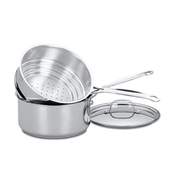 Cuisinart 3 Quart Saucepan with Steamer Insert for Home Chefs