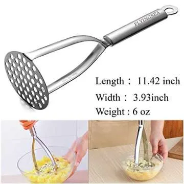 FLYINGSEA Potato Masher, Potato Masher Stainless Steel,Professional 18-8 Stainless Steel Potato Masher. Vegetable Masher,Cooking And Kitchen Tools. (6 Oz)