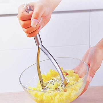 FLYINGSEA Potato Masher, Potato Masher Stainless Steel,Professional 18-8 Stainless Steel Potato Masher. Vegetable Masher,Cooking And Kitchen Tools. (6 Oz)