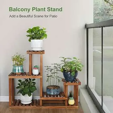 COOGOU Pine Wood Multi-Tier Plant Stand for Indoor & Outdoor Use