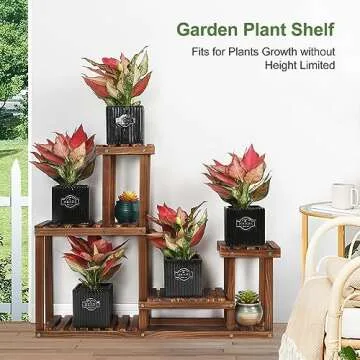 COOGOU Pine Wood Multi-Tier Plant Stand for Indoor & Outdoor Use