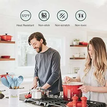 Kitchen Utensils Set - 20 Silicone Cooking Utensils for Non-stick Cookware. Wood Kitchen Utensils. BPA Free, Silicone Spatula Wooden Spoons Set Tongs. Best Chef Kitchen Gadgets Tool Set Gifts