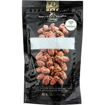 Squirrel Brand Salted Caramel Pecans - 3.5 oz Resealable Bag, Gluten Free, Vegetarian