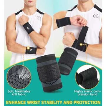 HiRui Wrist Brace/Wraps Wrist Compression Strap and Support for Work Fitness Weightlifting Sprains T...