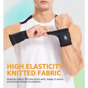 HiRui Wrist Brace/Wraps Wrist Compression Strap and Support for Work Fitness Weightlifting Sprains Tendonitis, Carpal Tunnel Arthritis, Pain Relief, Adjustable Wristbands 2 PACK (Black, M)