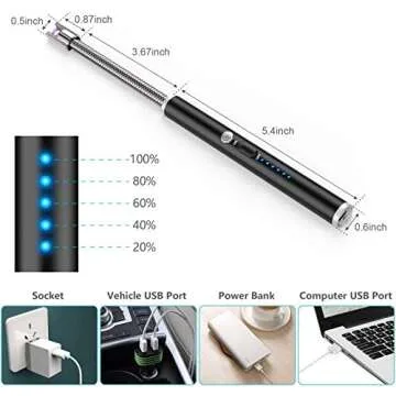 Candle Lighters Long, USB Rechargeable Flame Less Arc Lighter Flexible and Windproof for Candles, Hiking, Camping, Kitchen,Fireplace,etc