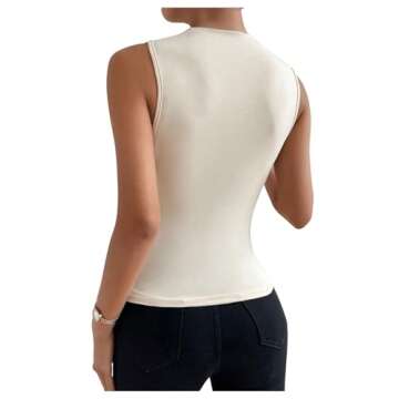 Milumia Women's Casual Ruched Mock Neck Tank Top Sleeveless Slim Fit Work Shirt Tops Apricot Small