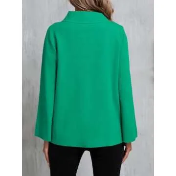 Saodimallsu Womens Turtleneck Sweater 3/4 Sleeve Casual Fall Sweaters 2024 Knit Loose Pullover Jumper Top Green