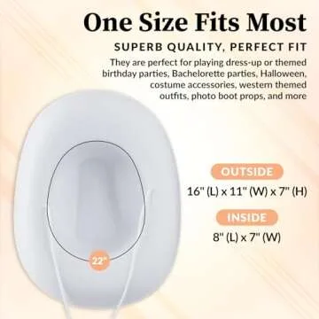 Bedwina White Cowboy Hat - (Pack of 2) for Adults with Adjustable Neck Drawstring, Dress-up Parties, and Play Costume Accessories, Fits Most Teen Girls Boys