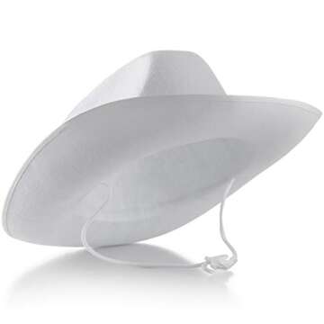 Bedwina White Cowboy Hat - (Pack of 2) for Adults with Adjustable Neck Drawstring, Dress-up Parties, and Play Costume Accessories, Fits Most Teen Girls Boys