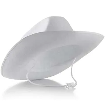 Bedwina White Cowboy Hat - (Pack of 2) for Adults with Adjustable Neck Drawstring, Dress-up Parties, and Play Costume Accessories, Fits Most Teen Girls Boys
