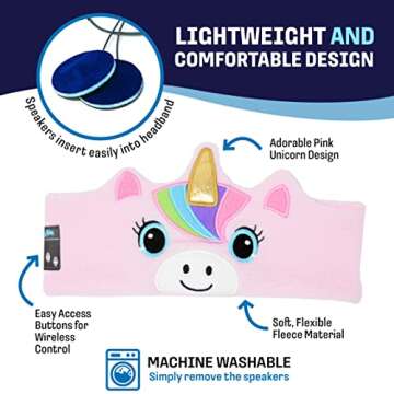 CozyPhones Wireless Headband Kids Headphones - Pink Unicorn