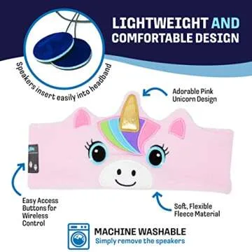 CozyPhones Wireless Headband Kids Headphones - Pink Unicorn