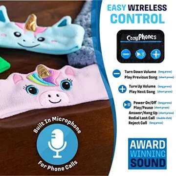 CozyPhones Wireless Headband Kids Headphones - Pink Unicorn