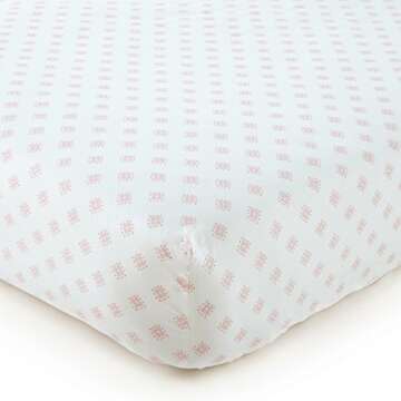 Levtex Baby - Willow Crib Bed Set - Baby Nursery Set - Pink - Soft Rosette Pintuck - 5 Piece Set Includes Quilt, Fitted Sheet, Diaper Stacker, Wall Decal & Crib Skirt/Dust Ruffle